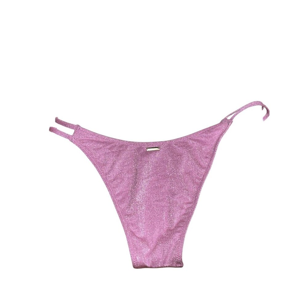 Victorias Secret Pink Sparkly Bikini Bottom Medium‎ Double Strap Lining - Picture 9 of 11